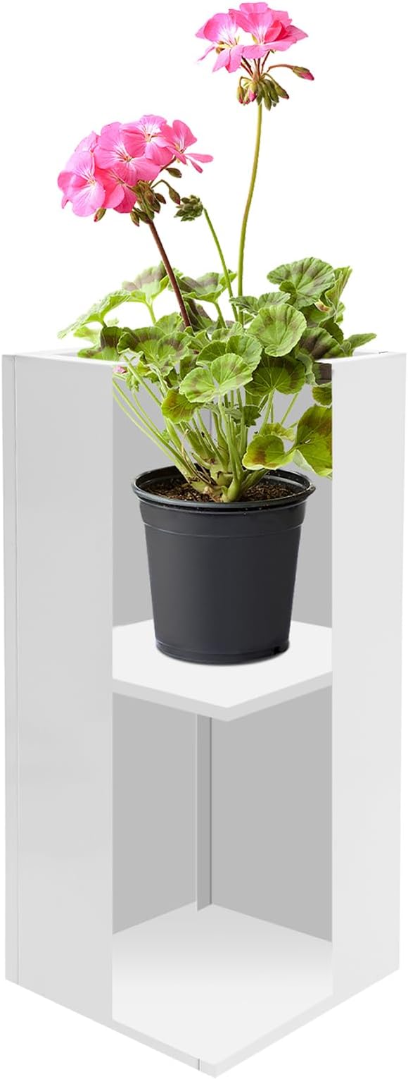 Metallic Heavy Outdoor/Indoor Planter Box, Seamless Large Metal Planter for Tall Trees, Plants, Flowers, No Assembly Required (White, 14 * 14 * 30 inch)