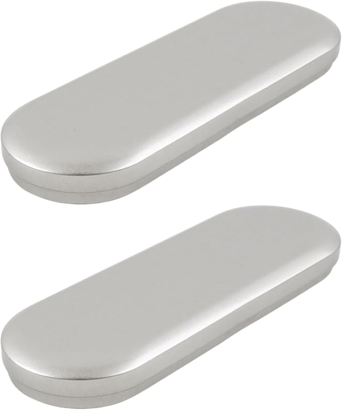 Vagocom 2pcs Metal Hinged Storage Boxes,6.89x2.36x0.71inch / 17.5x6x1.8cm Portable Empty Containers Case with Lid for Bandaid,Seed,Match,Crafts,Sewing,Home,Travel(Silver)