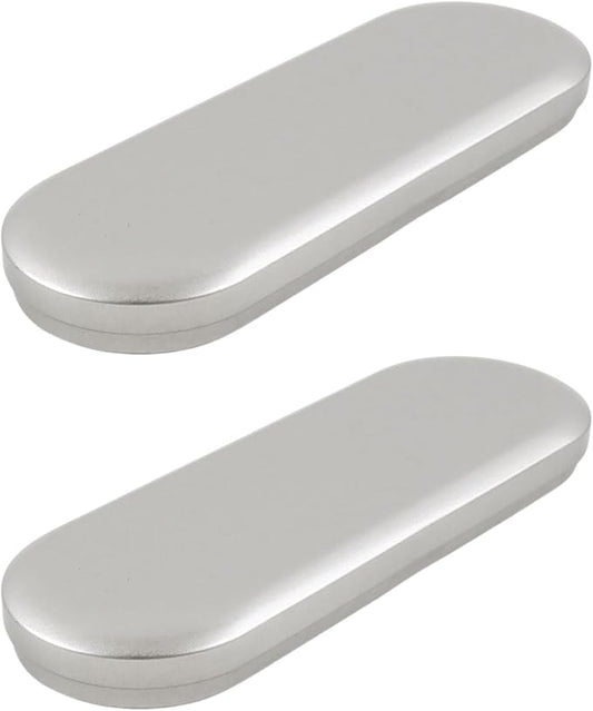 Vagocom 2pcs Metal Hinged Storage Boxes,6.89x2.36x0.71inch / 17.5x6x1.8cm Portable Empty Containers Case with Lid for Bandaid,Seed,Match,Crafts,Sewing,Home,Travel(Silver)
