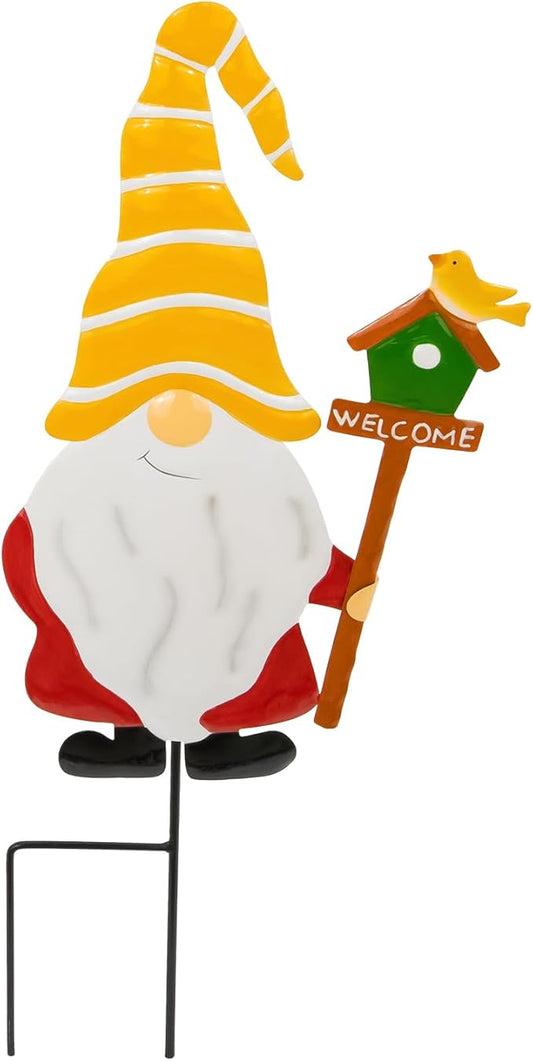 Metal Christmas Yard Signs Decor for Rust Prevention, Christmas Yard Stakes with Gnomes for Outside Garden Yard Lawn Porch Holiday Party(Yellow)