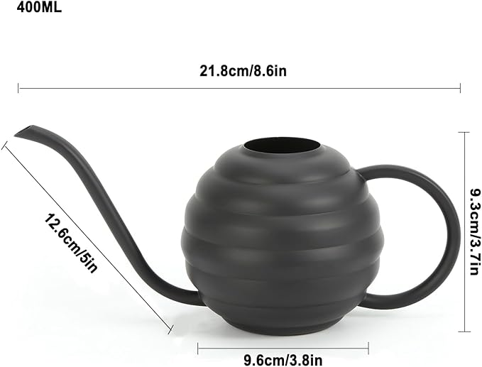Plant Watering Bottle, 400ml/14oz, Retro Style Watering Can, Frosted (Black)