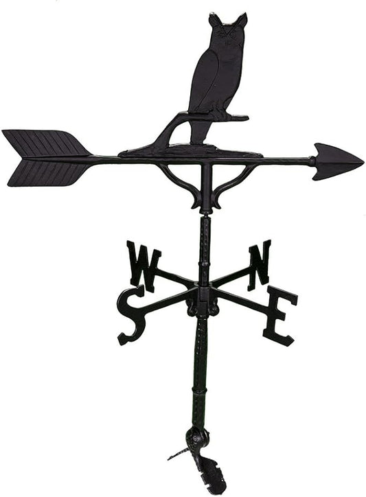 Montague Metal Products 32-Inch Weathervane with Satin Black Owl Ornament