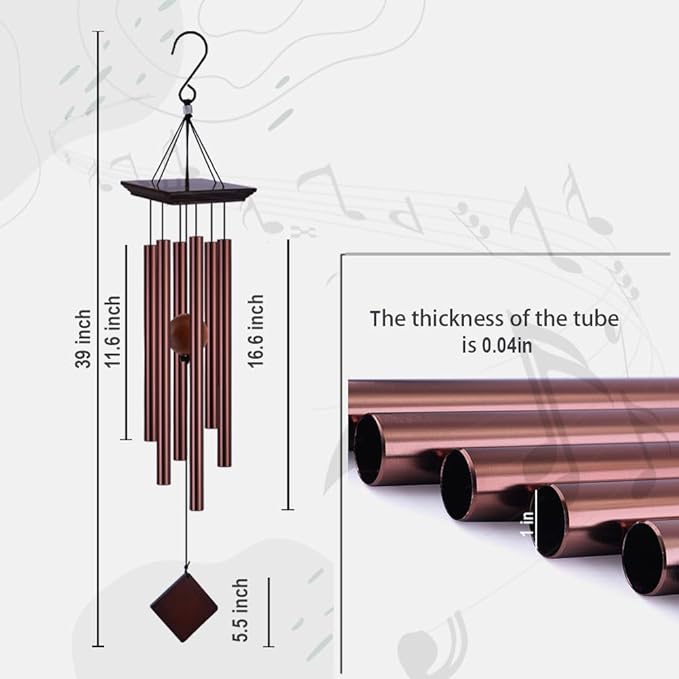 39" Deep Tone Large Wind Chimes for Outside Clearance, Memorial Sympathy Wind Chimes Outdoor for Porch Garden Yard Decor Patio,Sympathy Gifts for Loss of Loved One,Dark Brown
