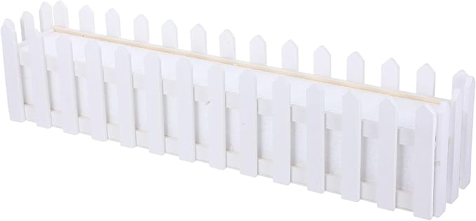 DOITOOL Wooden Picket Fence Planter Box with Foam Inserts, Wood Window Box DIY Plant Basket Container Decorative Garden Planter for Artificial Flower Plants Garden Decor, White - 19.7 x 4.4 x 3.6 in