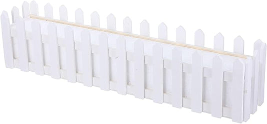 DOITOOL Wooden Picket Fence Planter Box with Foam Inserts, Wood Window Box DIY Plant Basket Container Decorative Garden Planter for Artificial Flower Plants Garden Decor, White - 19.7 x 4.4 x 3.6 in