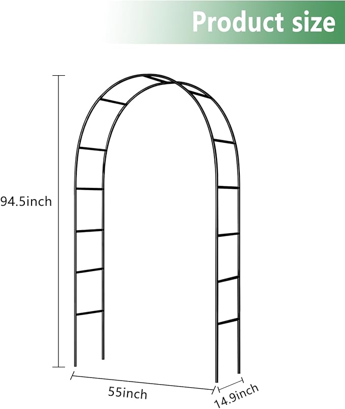 Green Iron Pergola Arbor Practical, 7.9 Feet High x 4.6 Feet Wide, Assemble Easily for Various Climbing Plant Wedding Garden Arch Bridal Party Decoration Wide Arbor