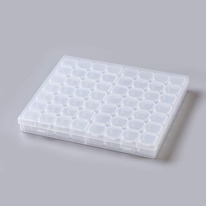 FASHEWELRY 8.3x7.2 Inch 56 Grids Clear Plastic Jewelry Box Storage Containers with Removable Dividers