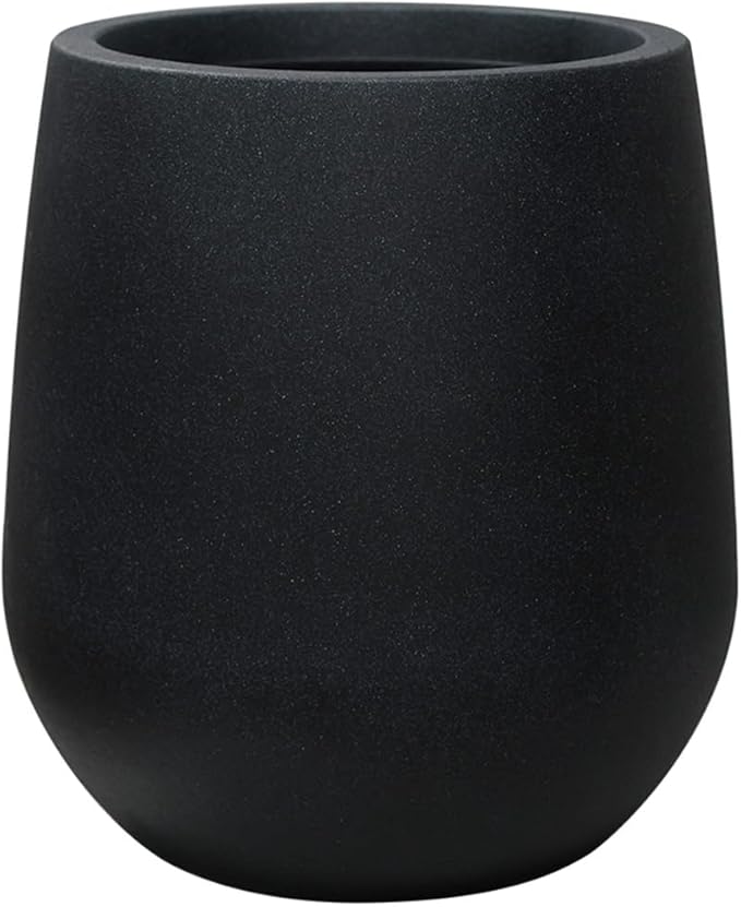 16.9" H Resin Tall Planters for Outdoor Plants,Modern Black Round Tapered Plastic Flower Pot for Outdoor and Indoor Plants, Large Plant Pots with Drainage Holes and Rubber Plug for Home Garden Patio