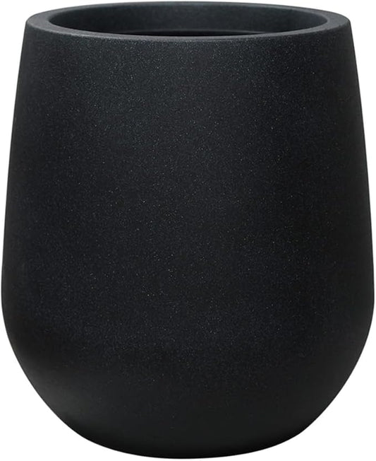 16.9" H Resin Tall Planters for Outdoor Plants,Modern Black Round Tapered Plastic Flower Pot for Outdoor and Indoor Plants, Large Plant Pots with Drainage Holes and Rubber Plug for Home Garden Patio