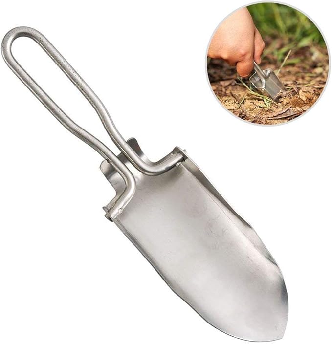 AceCamp Lightweight Small Folding Shovel Foldable Garden Handy Camping Trowel for Backpack Gardening and Potting Multi-Tool with Carrying Case
