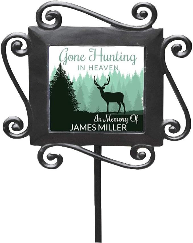 GiftsForYouNow Personalized Gone Hunting in Heaven Garden Stake