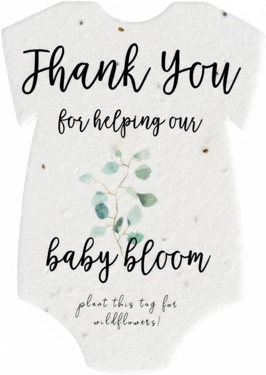 Onesie Seed Paper – 15Pcs Green Baby Shower Favors for Guests with Wildflower Seeds, Writable & Plantable, Baby Shower Gifts for Guest
