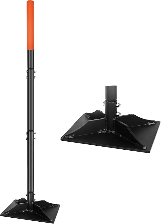 Garden Steel Tamper with 45 Inch Handle, Hand Ground Tamper Tool, Durable Plate Soil Compactor, Garden Heavy Duty Ideal Tool for Leveling Soil, Gravel, Asphalt, Driveway