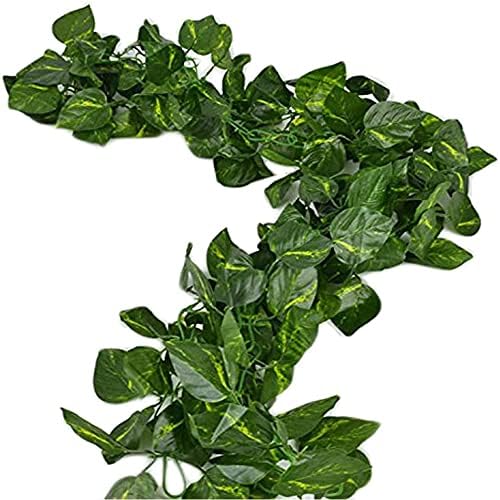 Unilove 84 feet 12 Pack Fake Vines Artificial Ivy Leaves Plants Hanging Greenery Plant Garland for Bedroom Office Wall Decor Indoor Outdoors (84Ft Artificial Scindapsus Leaves)