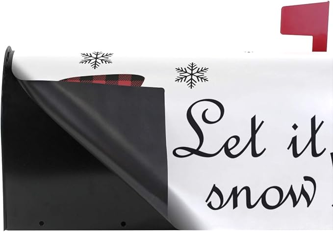 ALAZA WOOR Snowman Face Let It Buffalo Plaid Merry Christmas Magnetic Mailbox Cover MailWraps Garden Yard Home Decor for Outside Oversized-25.5" x20.8"