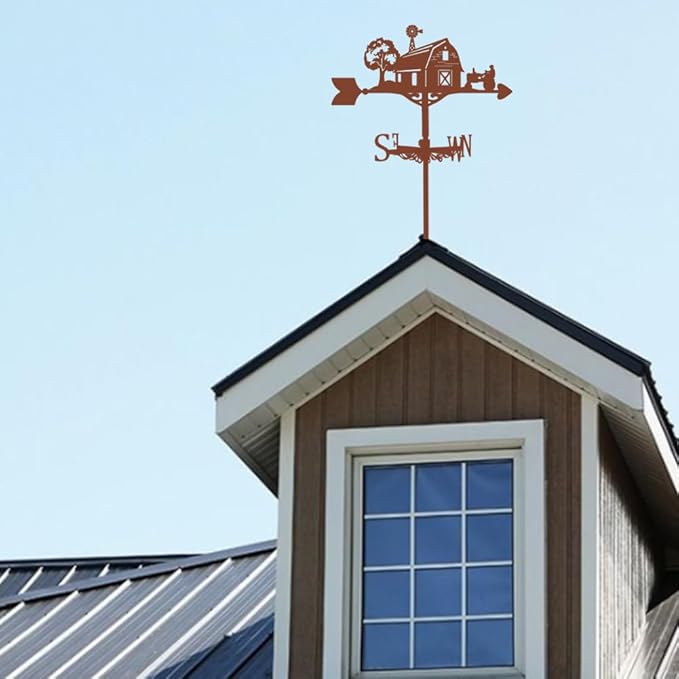 SUPERDANT Farmhouse Weather Vane for Roof Mount House Metal Weathervane Wind Direction Indicators Wind Vanes for Yard Outdoor Farm Barn Sheds Garden Patio Decoration
