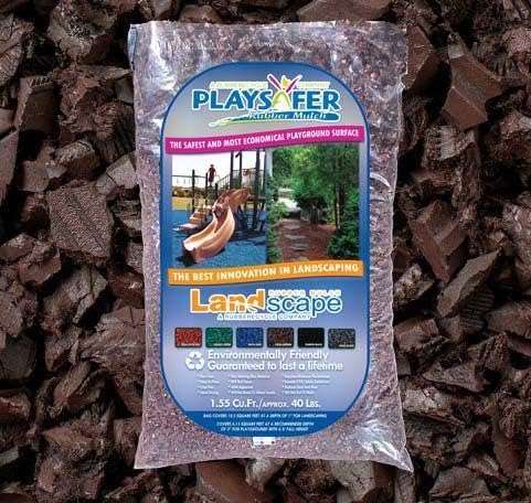 Playsafer Rubber Mulch Nuggets Protective Flooring for Playgrounds, Swing-Sets, Play Areas, and Landscaping (40 LBS - 1.55 CU. FT., Brown)