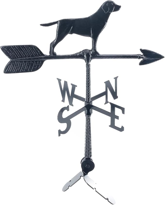 Montague Metal Products - 24″ Aluminum Retriever Weathervane - 6 Colors Available - Outdoor Windvane - Roof Metal Decor - Mount Included (4 to Choose from) - Hand Cast Aluminum Weathervane