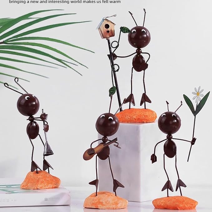 Creative Fairy Tail World Ant Ladybug Figurine Statue, Room Office Desk Outdoor Fence Lawn Ornaments Garden Decoration Help Relax Collection Bedroom Healing Heart Good Mood -Umbrella Ant
