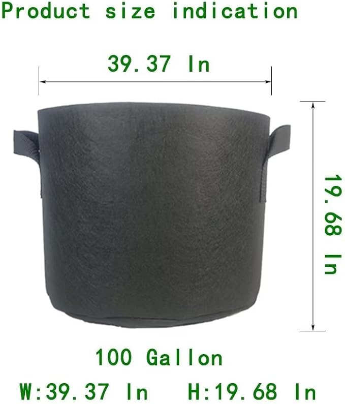 WEIFENG 1-Pack 100 Gallon Grow Bags Heavy Duty Potatoes Bag Black Plant Pots with Handles