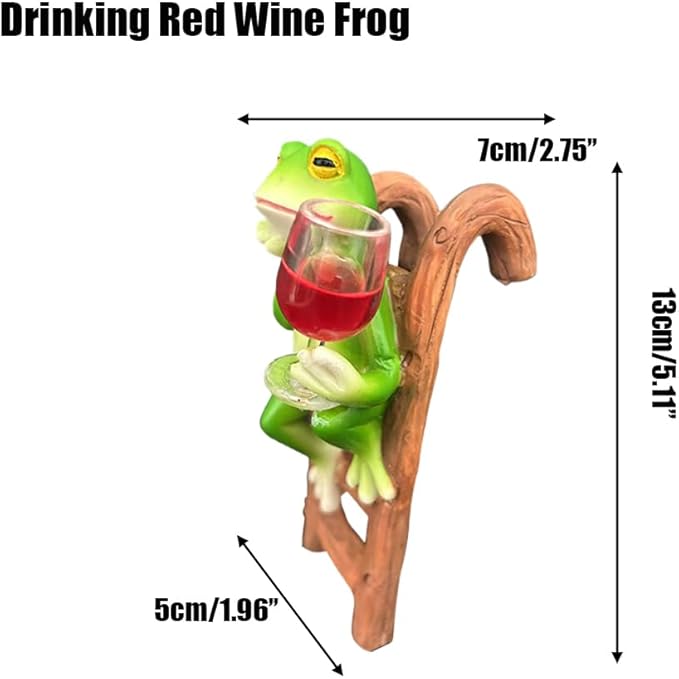 Cute Climbing Tipsy Frog Flower Pot Huggers, Animal Figurines Plant Decorations for Pots, Resin Flower Pot Decorations, Fairy Garden Accessories, Fish Tank Planter Edge Craft Decor (Wine Frog)