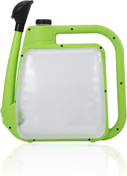 Foldable Transparent Plastic Watering Can 1.6Gal with Spray and Pour Nozzle for Indoor Outdoor Plants,Apple Green