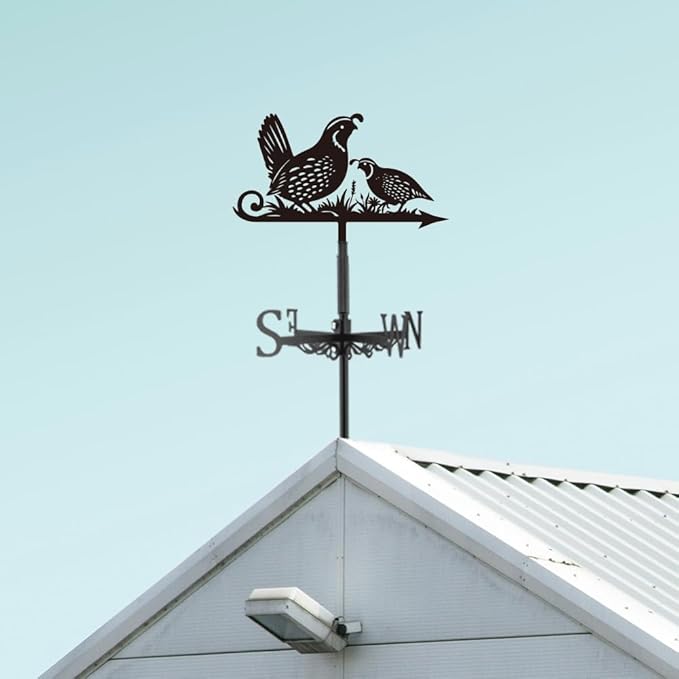 SUPERDANT Quail Weather Vane Animal Birds Wind Vanes for Yard Metal Weathervane Roof Mount for Gardens Outside Black Weathervanes Farmhouse Farm Barn Sheds Patio Decorations Gift