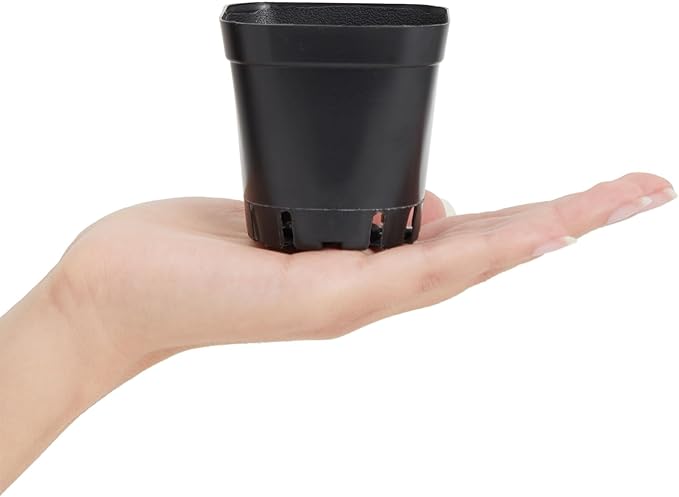 Juvale Square Nursery Pots - Seedling Planters with Drainage Holes - Versatile Pots for Plants & Succulents - Space-Saving Stackable Planters - 2.6 in, Pack of 150, Black