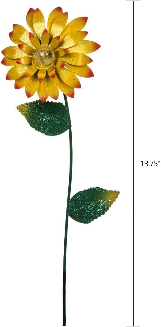Topadorn 3 Pack Floral Garden Stake Outdoor Glow in Dark Plant Pick Waterproof Metal Flower Spring Decorations Lawn Yard Patio Art Stakes, Ornaments Gift for Garden Lovers