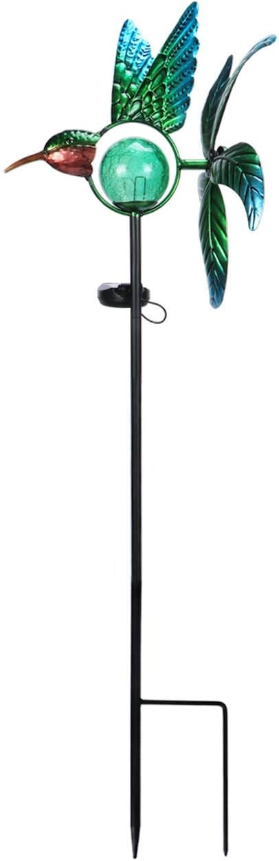 Afirst Solar Hummingbird Wind Spinner, Metal Kinetic Garden Stake Lights Wind Spinners, Outdoor Lights Lawn and Garden Décor