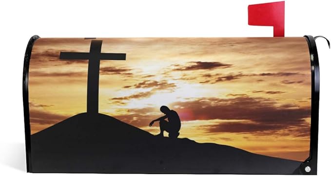WOOR Cross Magnetic Magnetic Mailbox Cover Standard Size for Garden Yard Outdoor Decorations-18 x 20.8"