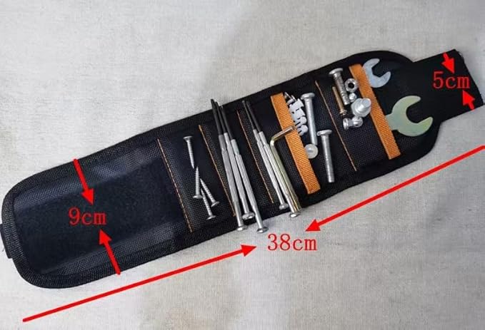 Best Gift for Men Vastar Magnetic Wristband, Tool Belt with 5 Powerful Magnets for Holding Screws, Nails, Bolts, Drill Bits, Fasteners, Scissors(BLACK)