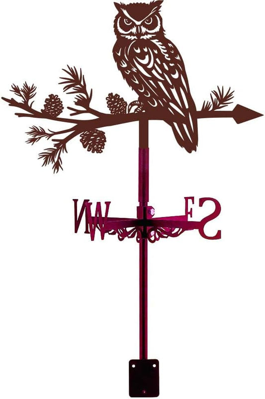 SUPERDANT Owl Weather Vane Animal Wind Vanes for Yard Animals Metal Weathervane Roof Mount for Gardens Outside Reddish Copper Weathervanes Farmhouse Farm Barn Sheds Patio Decorations