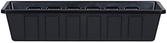 Root & Vessel Poly-Pro Plastic Flower Box Planter, Black, 24-Inch