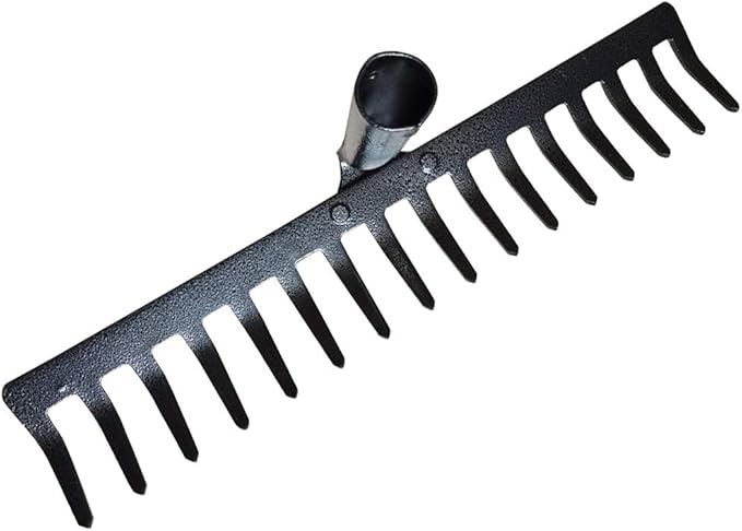 16-Tine Garden Heavy Duty Rake Replacement Metal Steel Rake Head Only Without Handle (Grey)
