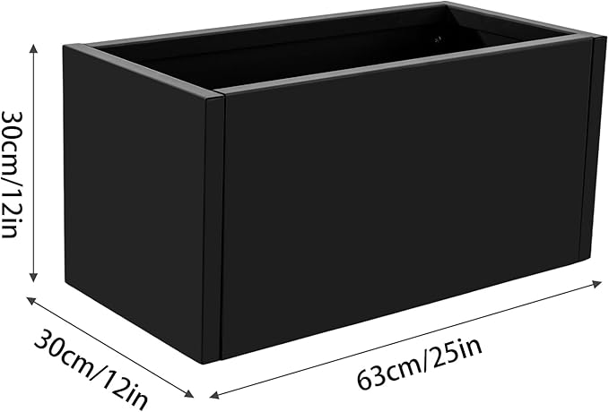 Rectangular Steel Planter Box Large Metal Outdoor Planter Grow Box Heavy Duty Natural Flower Plant Pot for Outdoor Indoor Backyard Deck Garden and Patio, 25" L x 12" W x 12" H