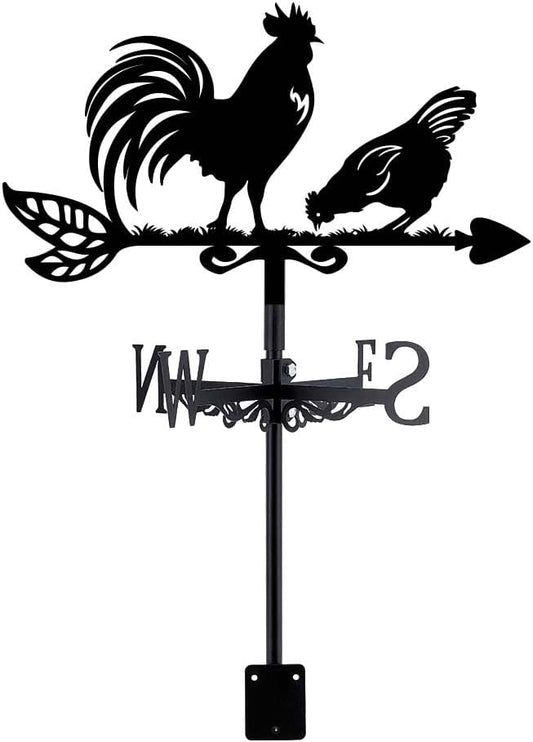 SUPERDANT Rooster Weathervanes Animal Metal Weathervane Black Weather Vanes for Yard Garden Art Decor for Roof Indicators Metal Rooster Wind Vanes Outdoor Farm Barn Sheds Garden Patio Decoration