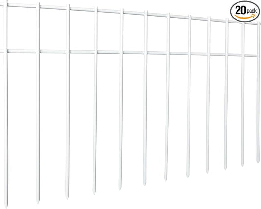Adavin White Animal Barrier Fence,20Pack 20 in(L) X12 in(H) Galvanized Steel Stakes 1.6 in Spike Spacing No Dig fence for dogs,outdoor pet fence rabbit fences protector for Yard Patio.Total 33.5 Ft(L)