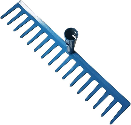 16-Tine Garden Heavy Duty Rake Replacement Metal Steel Rake Head Only Without Handle (Blue)