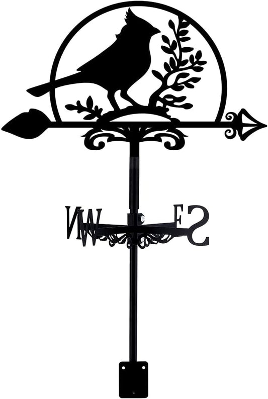 SUPERDANT Northern Cardinal Weathervane Wrought Iron Wind Vane Bird Animal Metal Weather Vane Roof Garden Direction Sign Weathercock Outdoor Farmhouse Decoration Garden Wind Measuring Tool