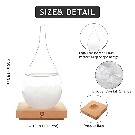 Storm Glass Weather Predictor,Christmas Snow Globe Storm Glass Barometer Weather Predictor, Home and Office Decorative Glass Bottles, Christmas Unique Gifts for Her (L)