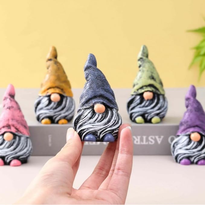 Mini Gnomes Figurines 5pcs,Gnomes Decorations for Home,Fairy Garden Accessories,Mini Garden Dwarfs for Plant pots,Resin Little Dwarfs for Fairy Yard