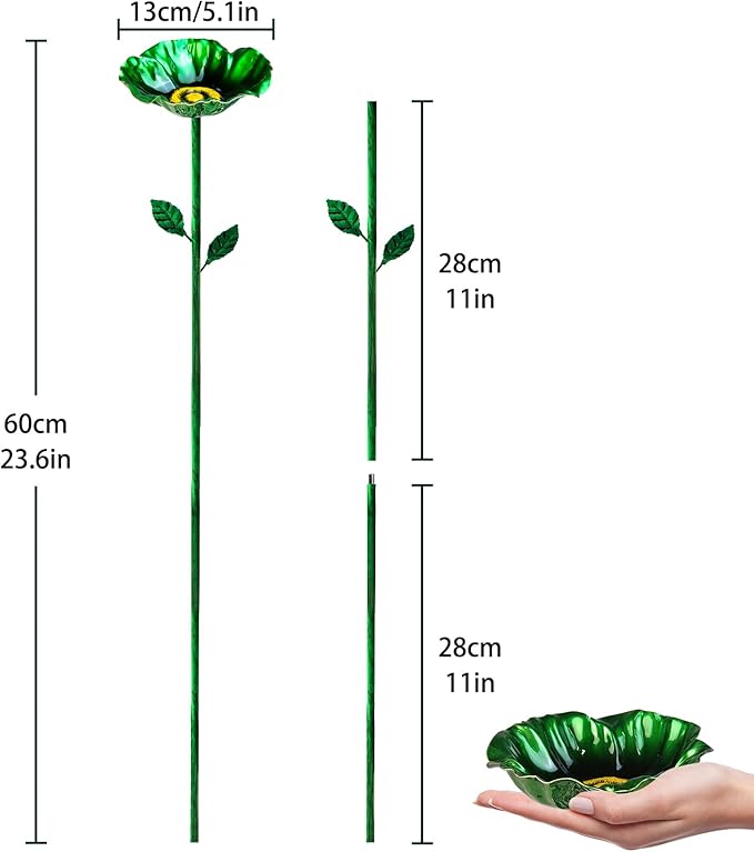 Metal Bird Baths for Outdoors, Garden Bird Bath & Bird Feeders with Metal Stake, Hummingbird Feeder for Outdoor Garden Yard Lawn Decor (5PCS)