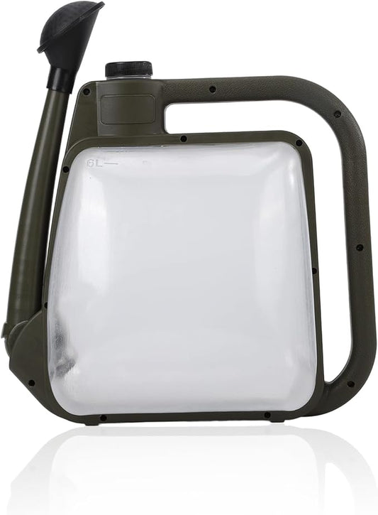Foldable Transparent Plastic Watering Can 1.6Gal with Spray and Pour Nozzle for Indoor Outdoor Plants,Army Green