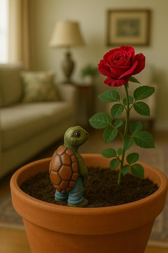 Decorative Garden Turtle Figurine, Brown and Gray Resin, Funny Peeing Design, Miniature Animal Statue for Outdoor Lawn, Patio, Garden Decor