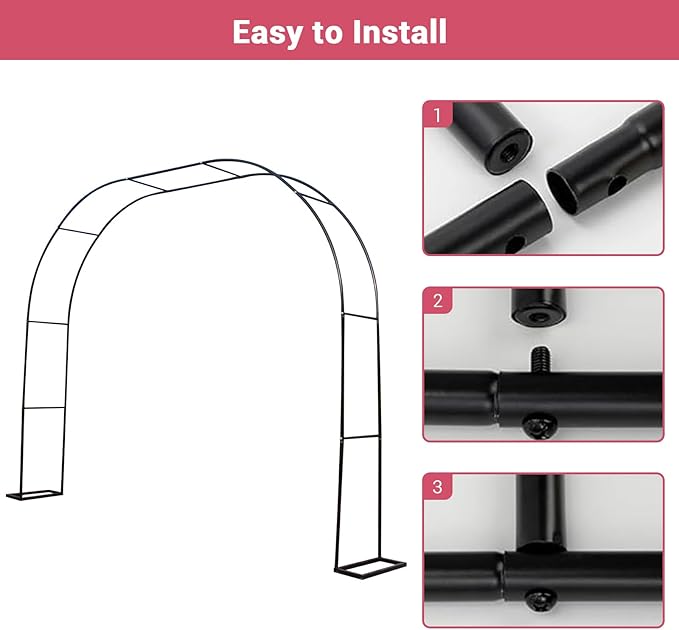 Gigicloud 9.8ft x7.2ft Garden Arch Arbor, Garden Trellis for Climbing Plants Metal Pergola Arbor Wedding Arches for Ceremony for Wedding Ceremony Party Rose Lawn Courtyard Patio Black
