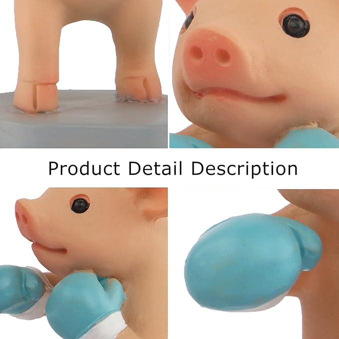 Pig Statue Mini Pig Figurine, Resin Home Decor, Lucky Animal Garden Statue for Micro Landscape (Pig Boxer)