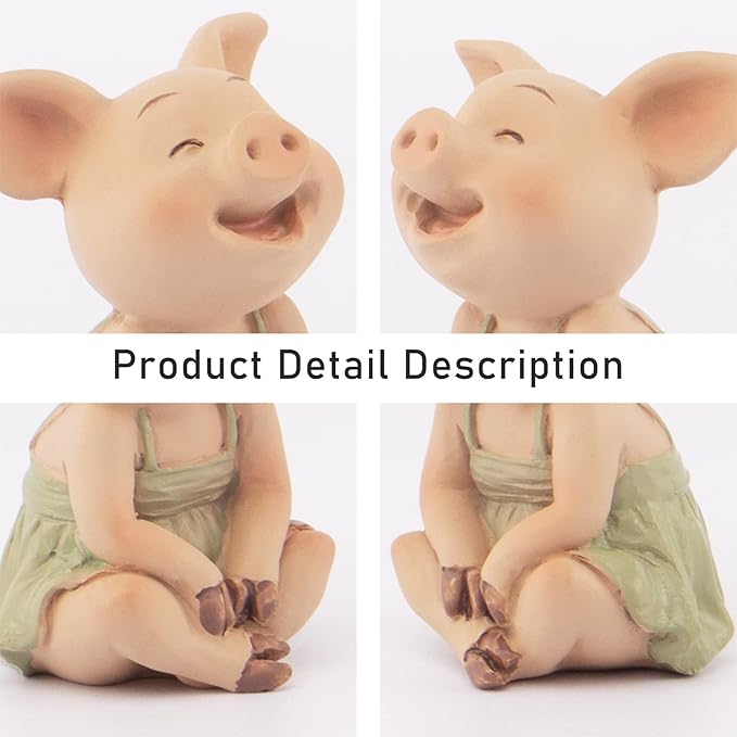 Mini Pig Figurine, Resin Home Decor, Lucky Animal Garden Statue for Micro Landscape