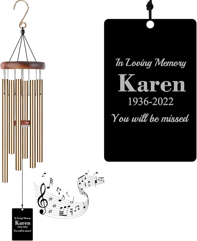 Memorial Wind Chimes Engraved Personalized Wind Chimes for Loss of Loved One,Sympathy Wind Chimes for Outside,Bereavement/Remembrancegifts for Loss of Mother Father