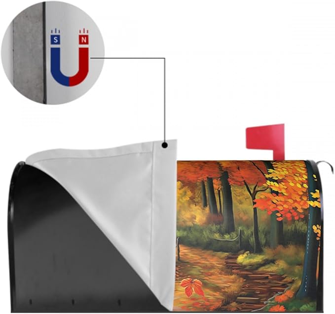 Sweetshow Fall Mailbox Covers Magnetic Maple Leaves Bird Mailbox Cover Autumn Mailbox Cover Magnetic Mailbox Wraps Standard Size 18" X 21" Holiday Garden Mailboxs Decorations for Outside